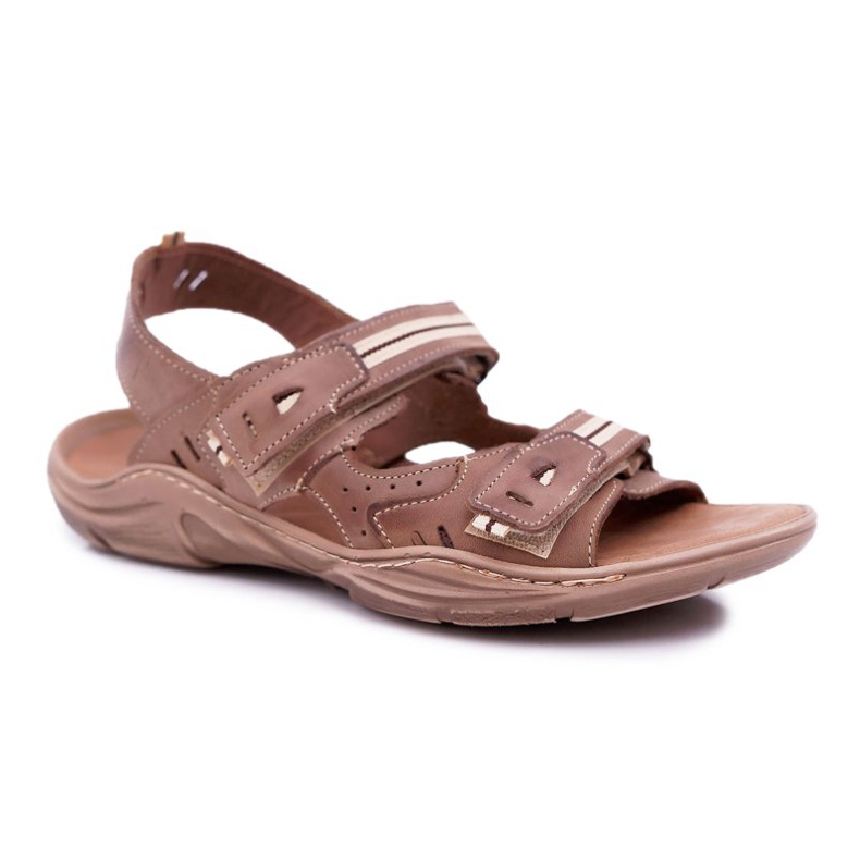 Mario Boschetti Kožne muške sandale smeđe boje smeđa