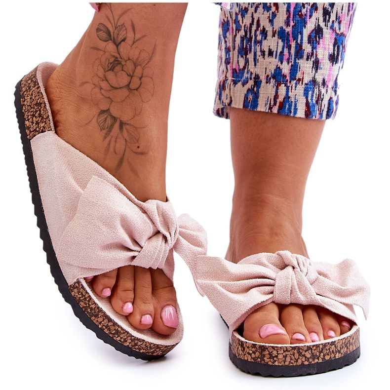 PS1 Ženske bež papuče s mašnom Wendy Cork