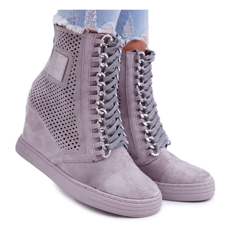 Ženske tenisice Lu Boo Openwork Suede Grey Clamma siva