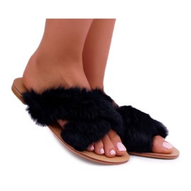 Ženske papuče s krznom Lu Boo Black Pimmer crna