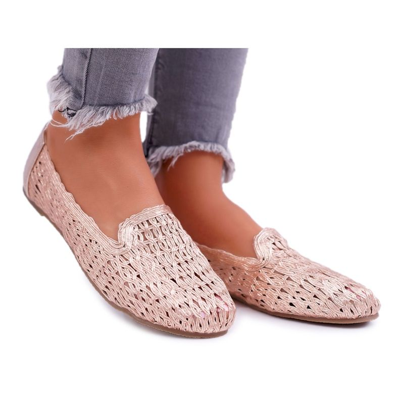 Ženske balerinke Lu Boo pletene ružičasto zlato 4Ever ružičasta