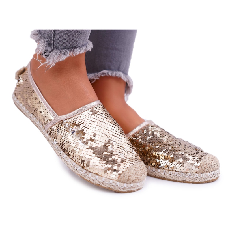 Ženske espadrile Lu Boo Gold Sequins Destino zlatna