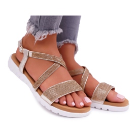 Ženske sandale Lu Boo s kubnim cirkonijem 406-5 zlatna Stella zlatni