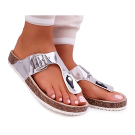 SEA Ženske papuče na čepovima, paleta od lakiranog srebra siva