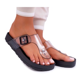 SEA Ženske papuče Japanke prozirna pruga crna Framona bezbojan