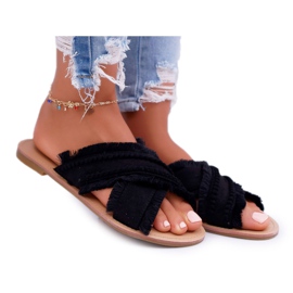 Vices Ženski materijal Papuče poroci 7269 Black Jamen crna