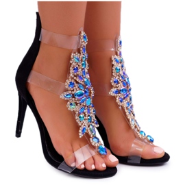 Ženske sandale na štiklu Lu Boo Suede Crna 2047-89 Milleni crno