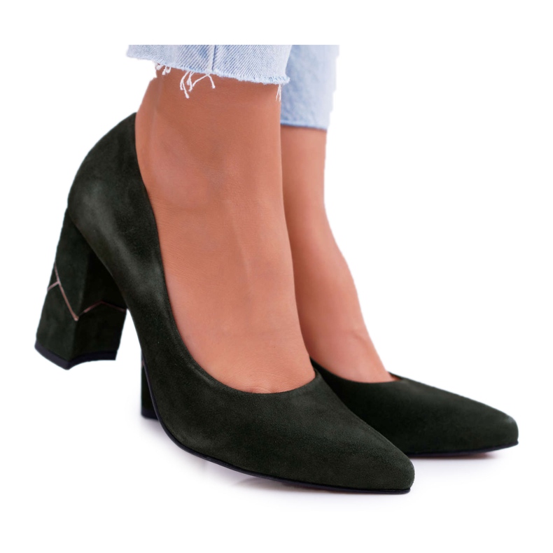 Ženske pumpe Laura Messi Suede Olive 2050 Tiffany zelena