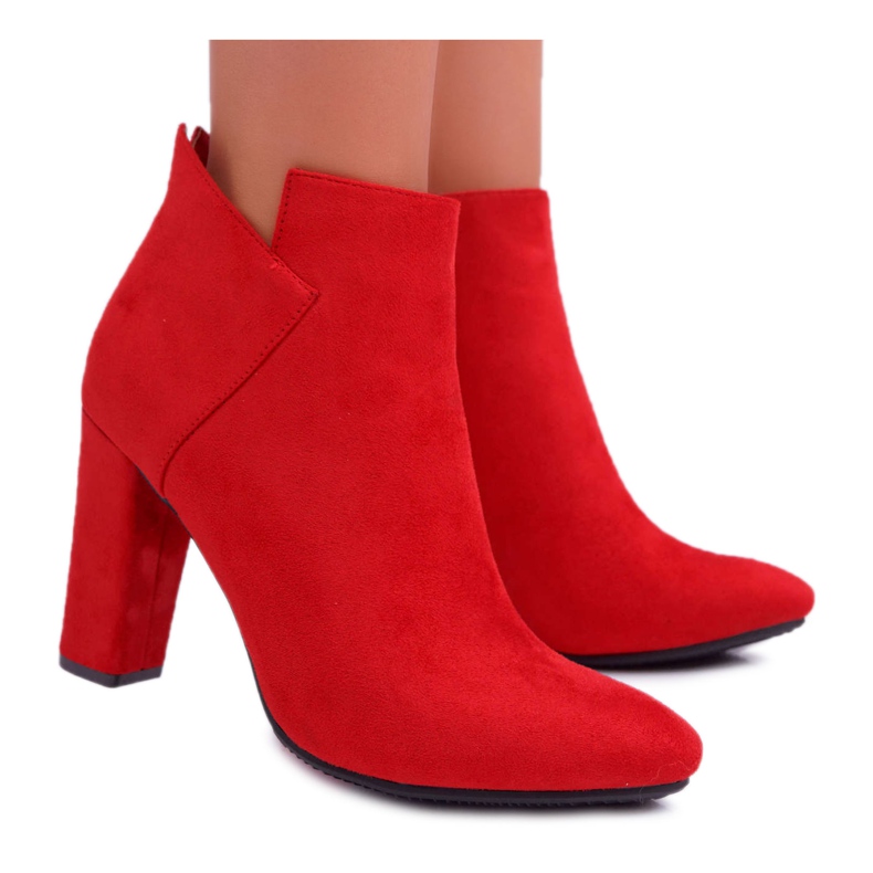 Vinceza Ženske čizme na petu, antilop, crvena