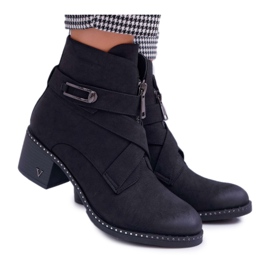 Vinceza Ženske čizme na petu Suede Black Brave crna