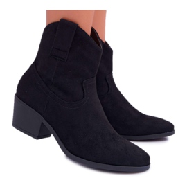 BUGO Ženske čizme na kaubojskim čizmama na ravnoj peti Crna Telifa