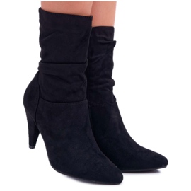 HAN Ženske čizme na visoku petu iznad gležnja Crna Temma