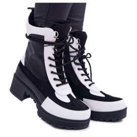 HAN Ridley ženske čizme na čipku bijela crna