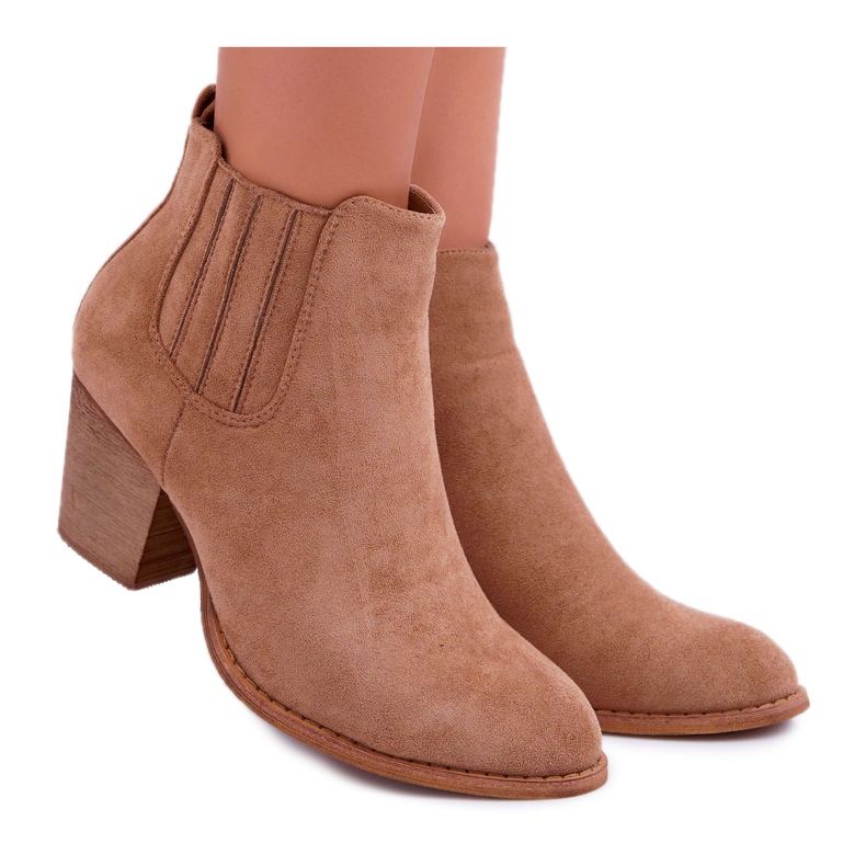 FRID Ženske čizme na antilop visokoj peti Bež Gomen