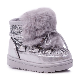 FRROCK Dječje čizme za snijeg s krznom Srebrni Minnie Mouse siva