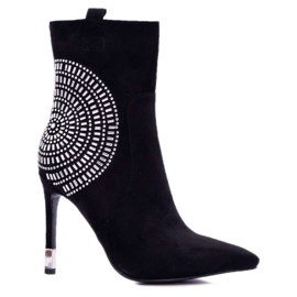 HAN Ženske čizme na štiklu crne Modne crna