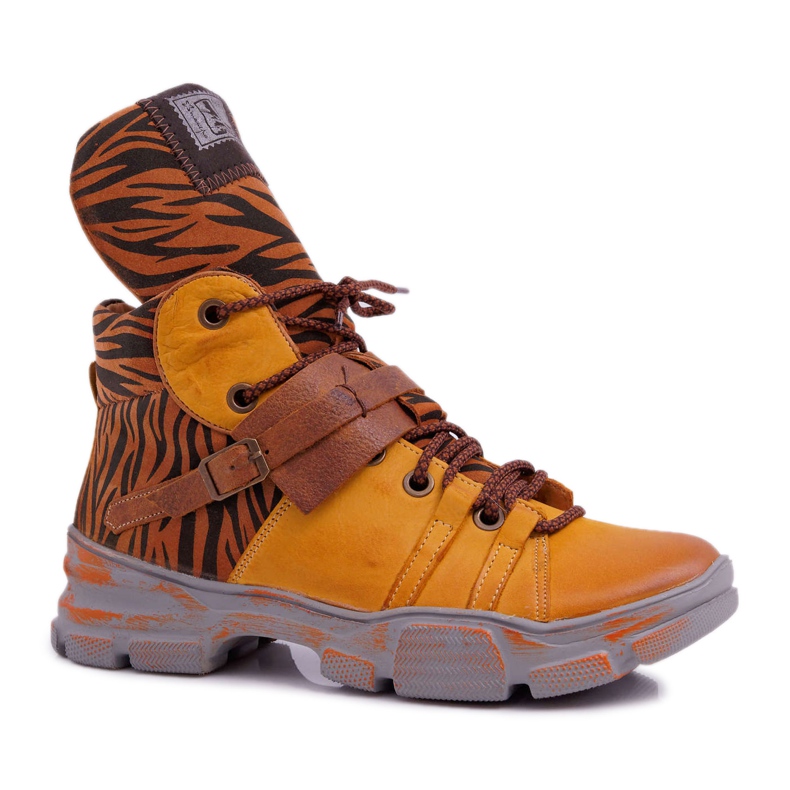 Ženske čizme kožne Maciejka žute 04218 smeđa žuta boja