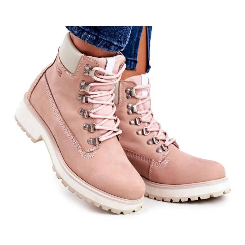 Ženske čizme Trappers Big Star Pastel Pink EE274034 ružičasta