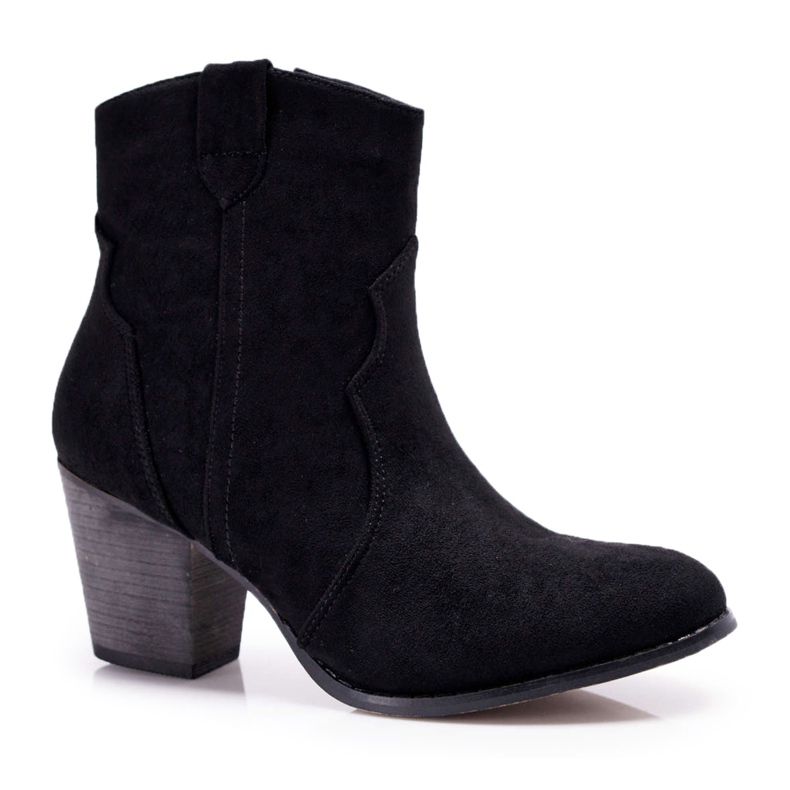 BUGO Ženske čizme na petu Crne kaubojske čizme Nutriso crno