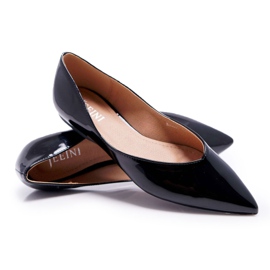 FRJEIN Ženske balerine lakirane u crnoj špici Reci mi crna