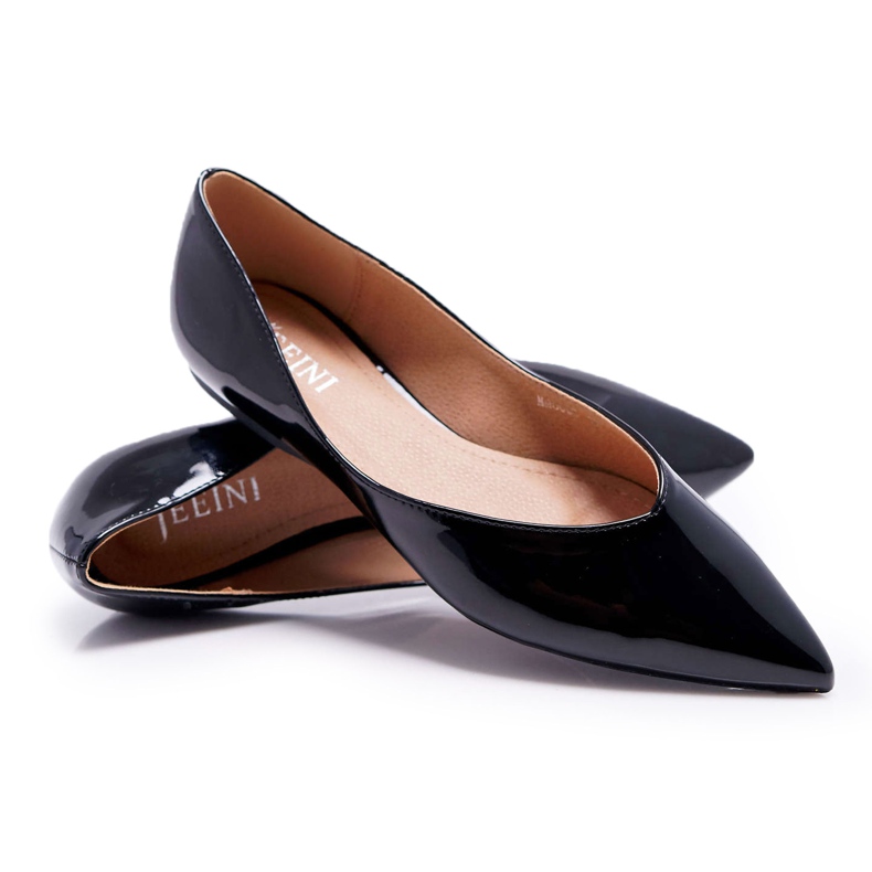 FRJEIN Ženske balerine lakirane u crnoj špici Reci mi