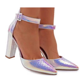 SEA Ženske pumpe na peti Opalescentno magnetsko srebro višebojan siva