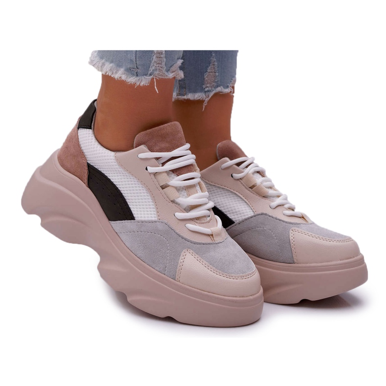 SEA Ženske sportske cipele s debelim potplatom bež Cardamon