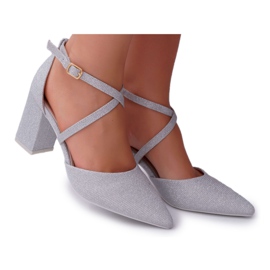 SEA Ženske pumpe na sjajnoj peti sa srebrnim kompletom siva