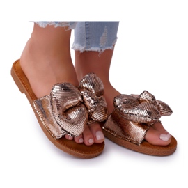 SEA Ženske papuče s velikom mašnom Šampanjac Big Love višebojan