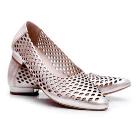 Exquisite Ženske zlatne kožne balerinke izuzetne 1107/1 zlatni