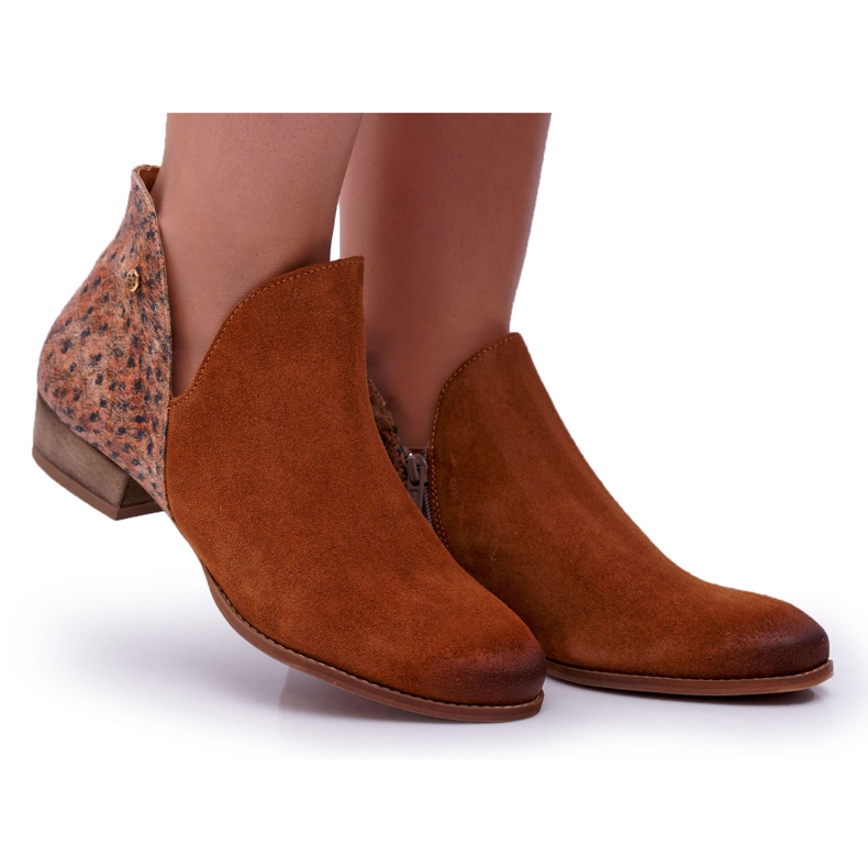 Ženske ravne čizme Maciejka proljetna koža crvena 04091-49 smeđa