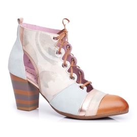 Ženske čizme na petu od kože Maciejka proljeće 03938-04 bež višebojan zelena