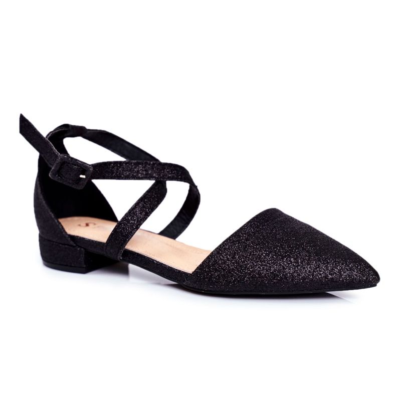 PS1 Ženske sjajne balerinke u Spitz Black Vontare crno