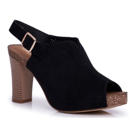 Ženske sandale na visoku petu Sergio Leone SK855 Black Senillo crna