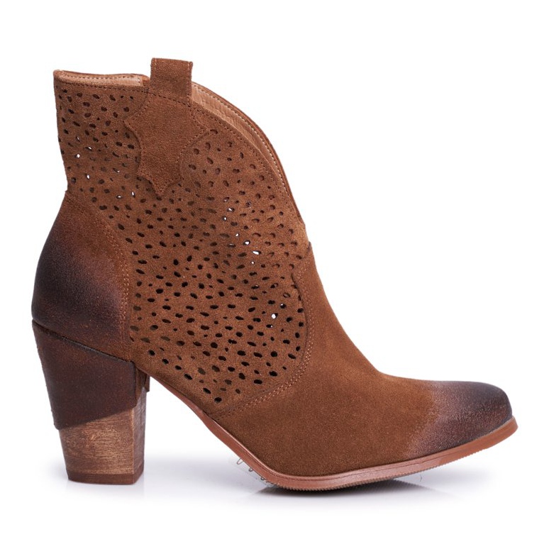 Exquisite Ženske čizme na petu kožne velur kaubojske čizme izuzetna smeđa 1170