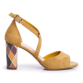 Ženske sandale na visoku petu Sergio Leone žuta SK865 žuta boja
