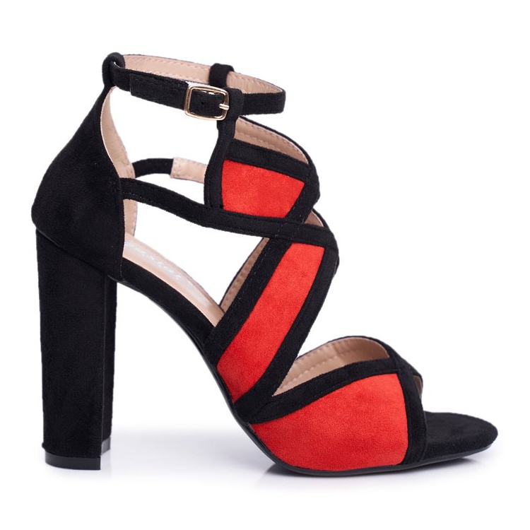 SEA Ženske sandale na štiklu, antilop, crvena, crvena Emolly crno