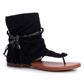 SEA Ženske sandale Japanke sa drškom Crna SL1011 Madrit