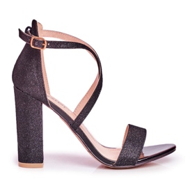 PS1 Ženske sandale na štikli sjajne crne Vivi crna