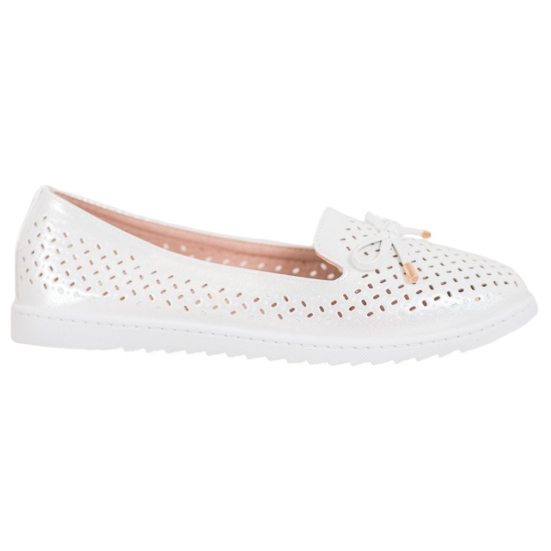 Weide Ažurne mokasine sa sjajem bijela siva