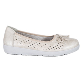 SHELOVET Ažurna balerina na platformi zlatni