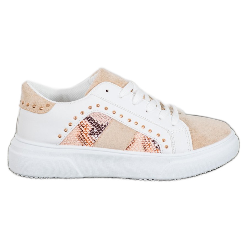 SHELOVET Modne tenisice na platformi bijela smeđa