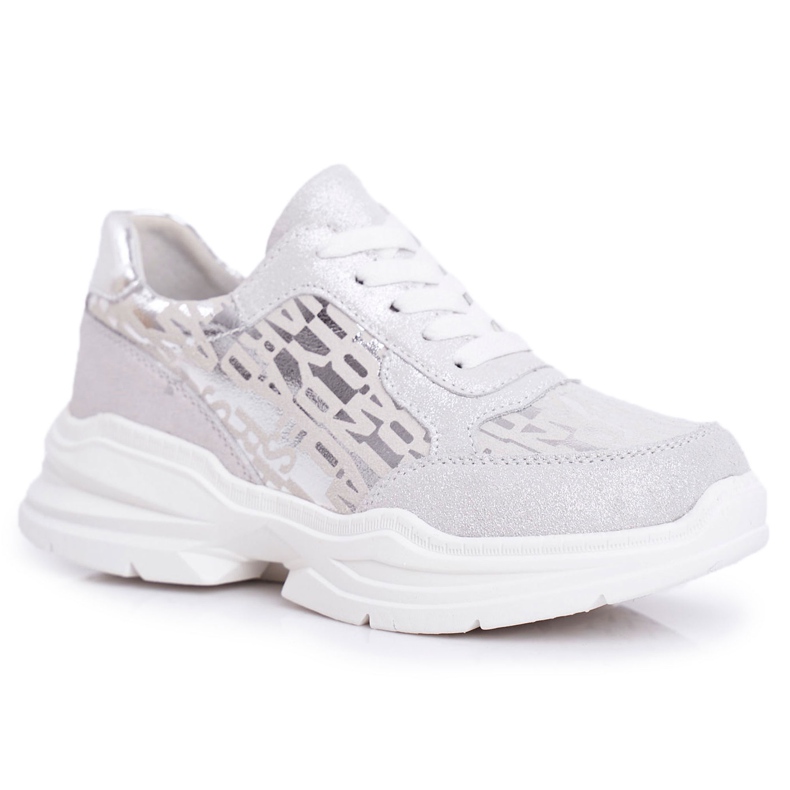 S.Barski Ženske sportske cipele Kožne srebrne tenisice Palm Bay siva