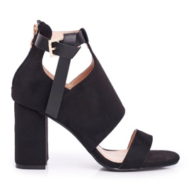 Vinceza Ženske sandale na visoku petu s crnim dlanovima i drškom crna