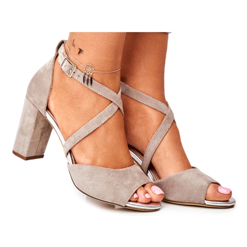 Ženske sandale na visoku petu Sergio Leone Grey SK865 siva