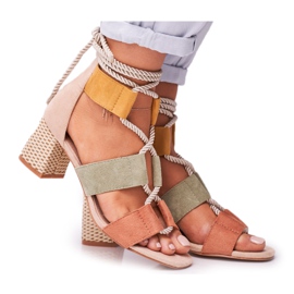 Bellucci Ženske sandale na petu, antilop, šarena Beckie smeđa višebojan