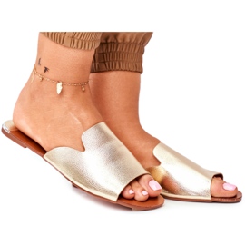 HAN Ženske ravne zlatne Mimios papuče zlatni