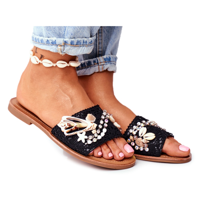 FS1 Ženske crne papuče s školjkama Španjolska crno