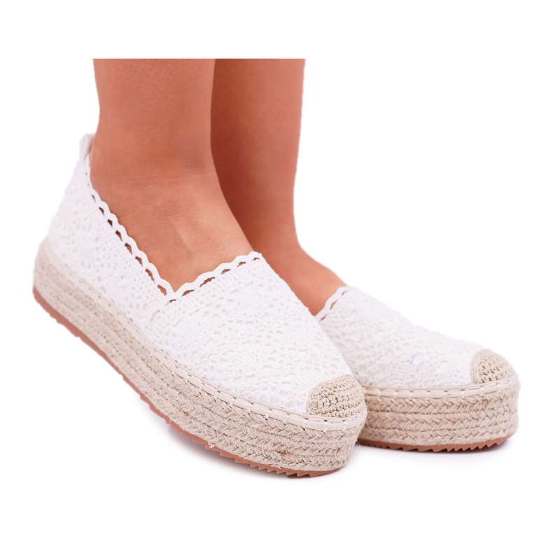 ADY Ženska platforma Espadrilles Lace White Desante bijela