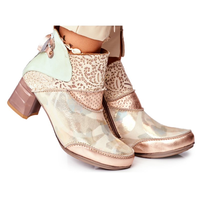 Ženske čizme na štiklu Maciejka Bež 03410-04 smeđa zelena